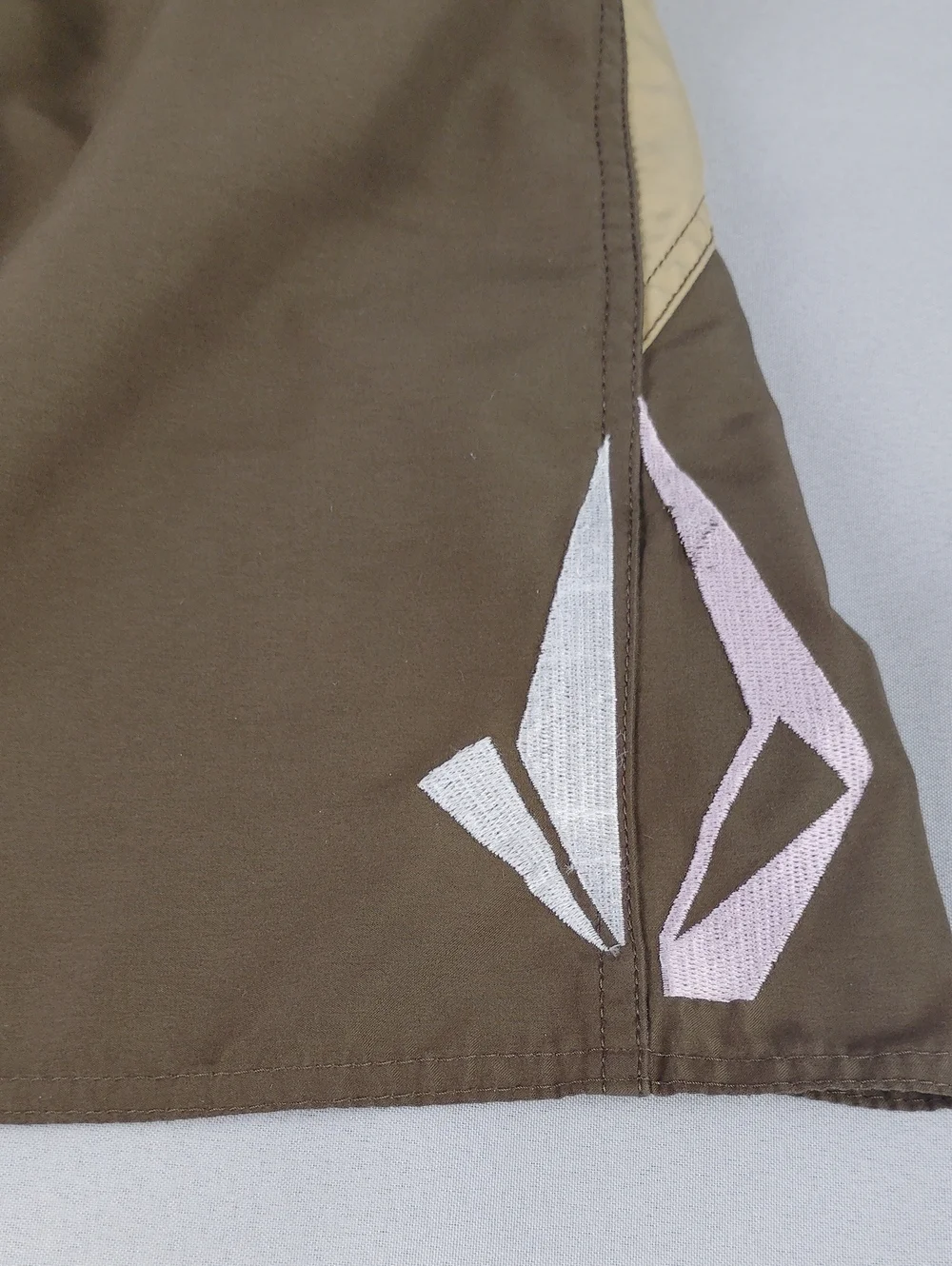 Volcom Brown Boardshorts with Yellow Graphic Accents